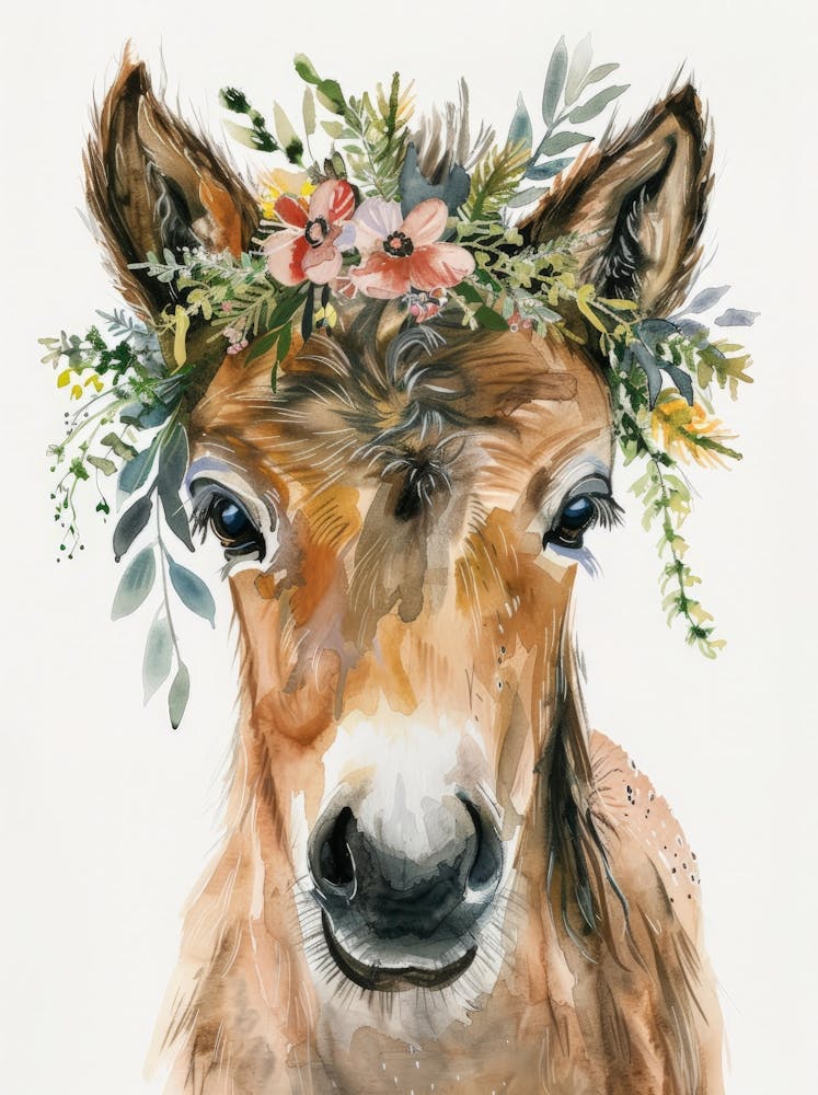 Donkey With Floral Crown