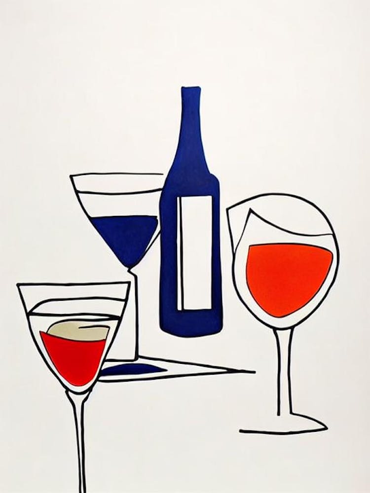 Cosmopolitan Picasso 2 Line Drawing Cocktail Poster