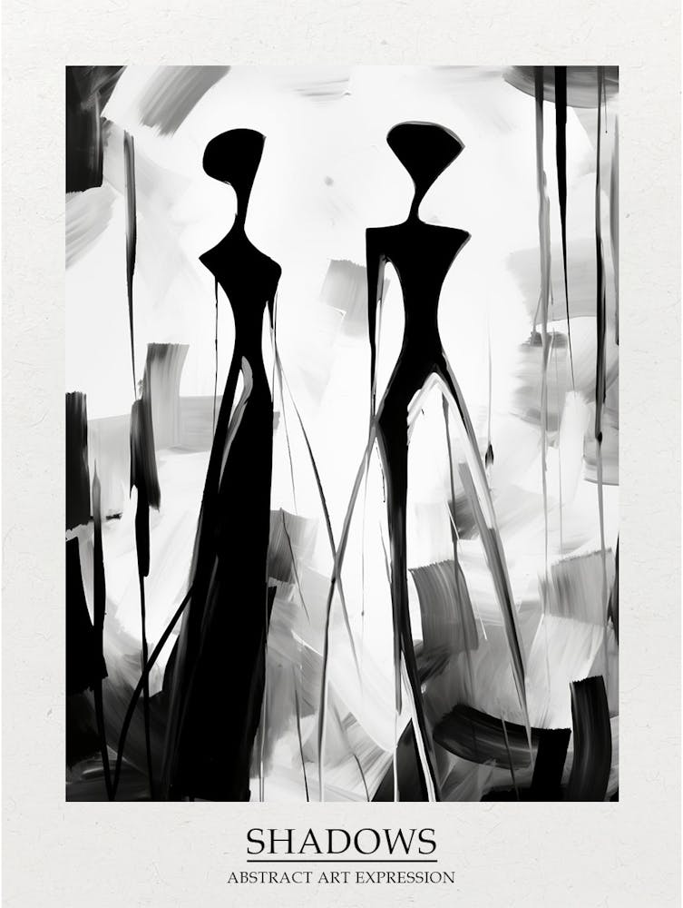 Shadows Abstract Black And White 1 Poster