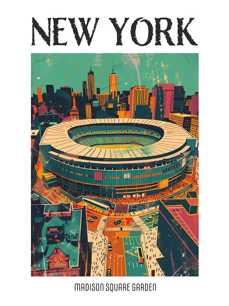 Madison Square Garden New York Colourful Silkscreen Illustration 2 Poster