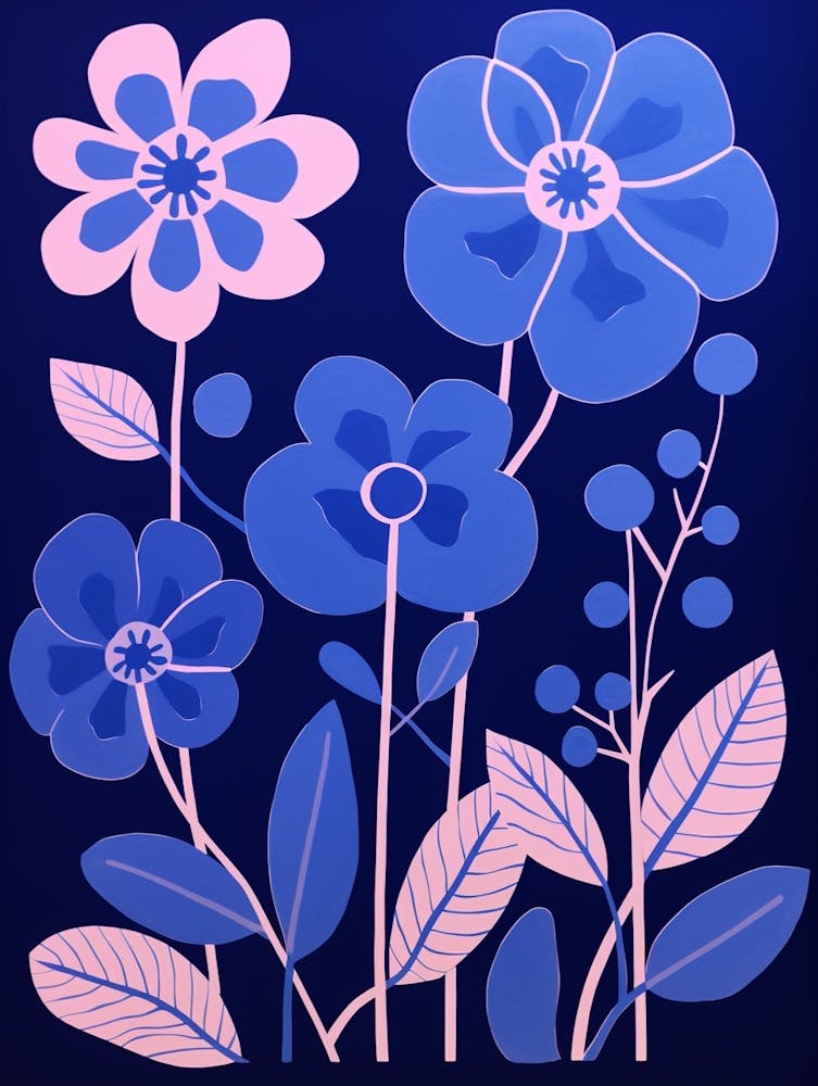 Blaue Blumenillustration Hortensie 4