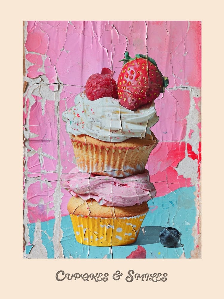 Cupcakes & Smiles Retro Poster 4