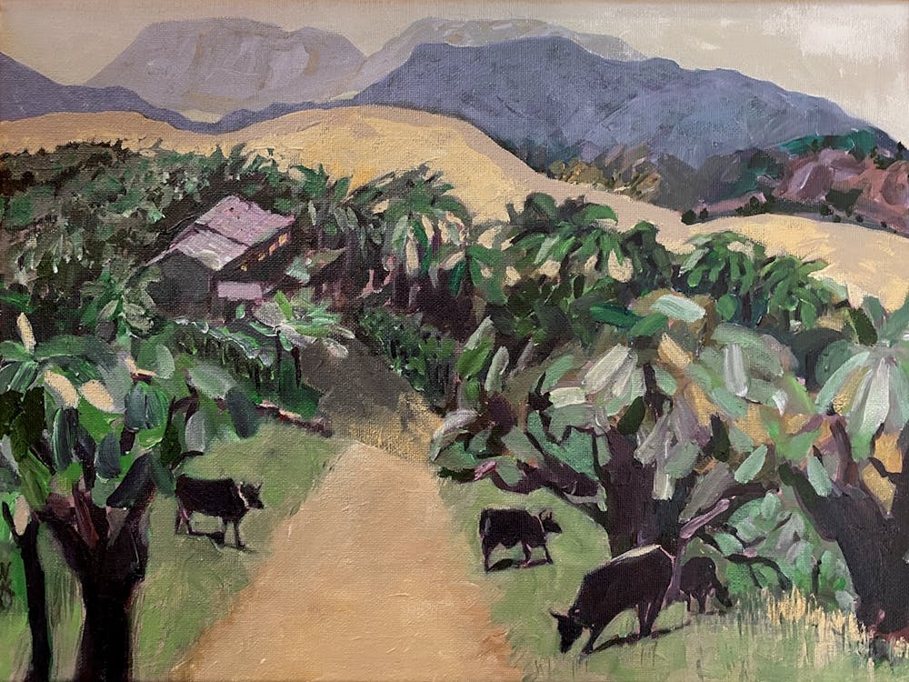 Cattle Grazing Mountain Landscape