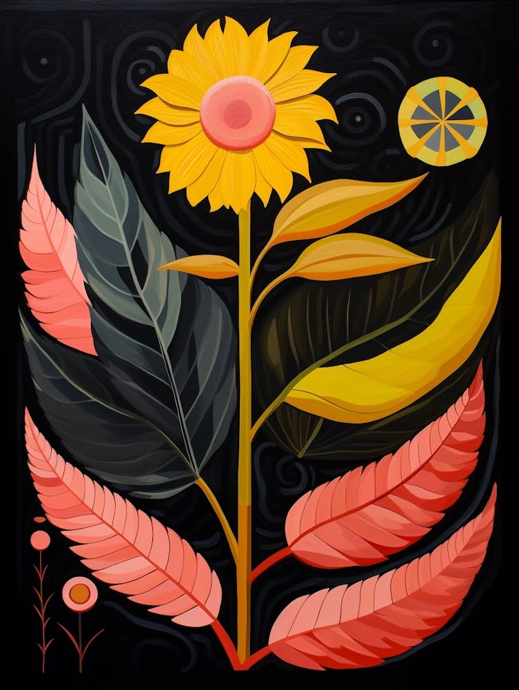 Sunflower 2 Hilma Af Klint Inspired Flower Illustration