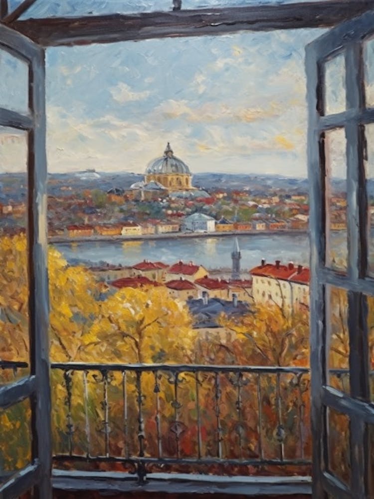 Fensterblick auf Stockholm Schweden Impressionismus Stil 4