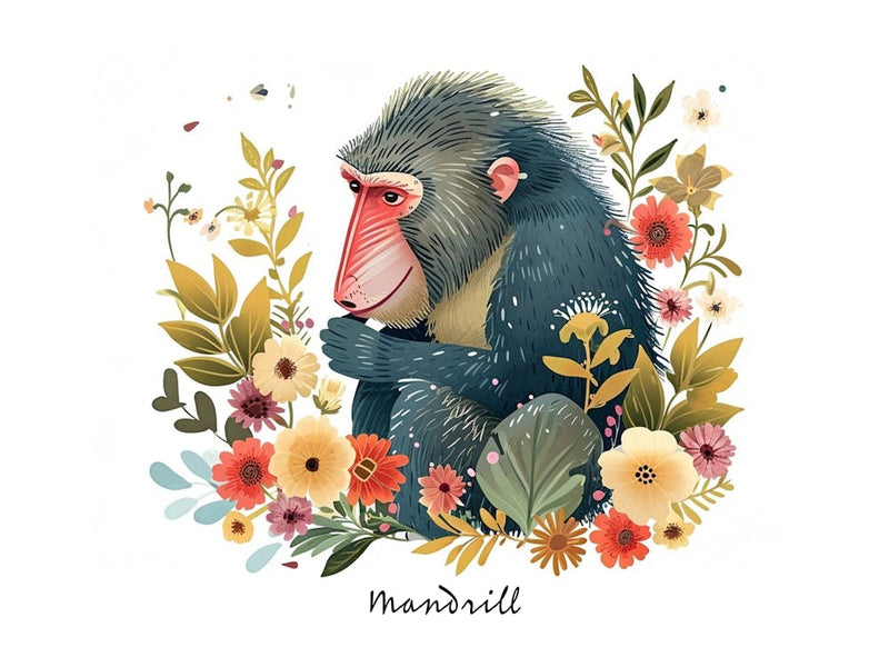 Little Floral Mandrill 3 Poster