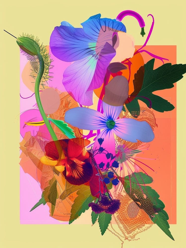 Forget Me Not 4 Neon Flower Collage