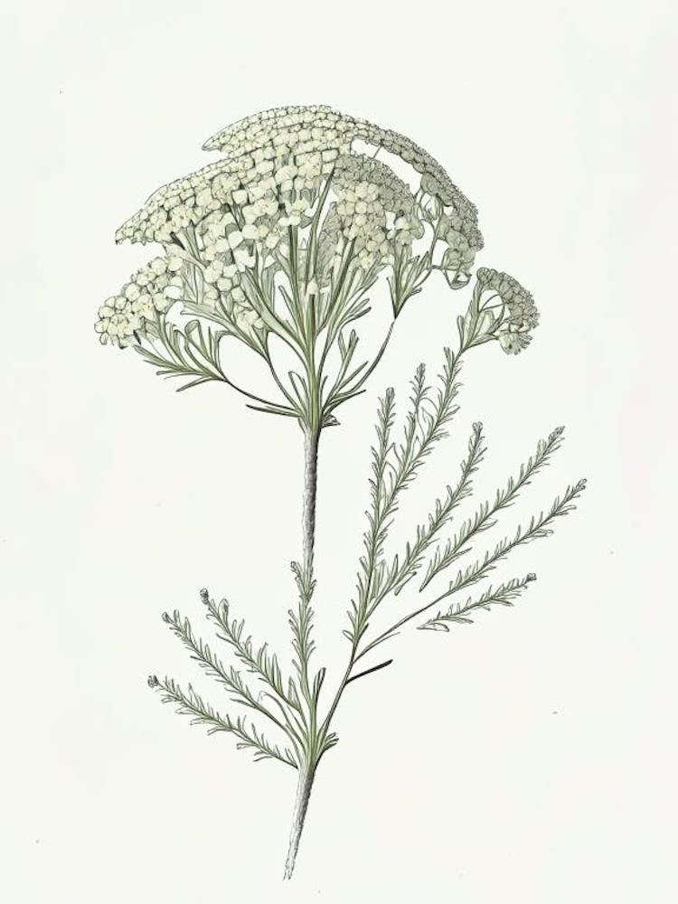 Yarrow Floral Quentin Blake Inspired Illustration 1 Flower