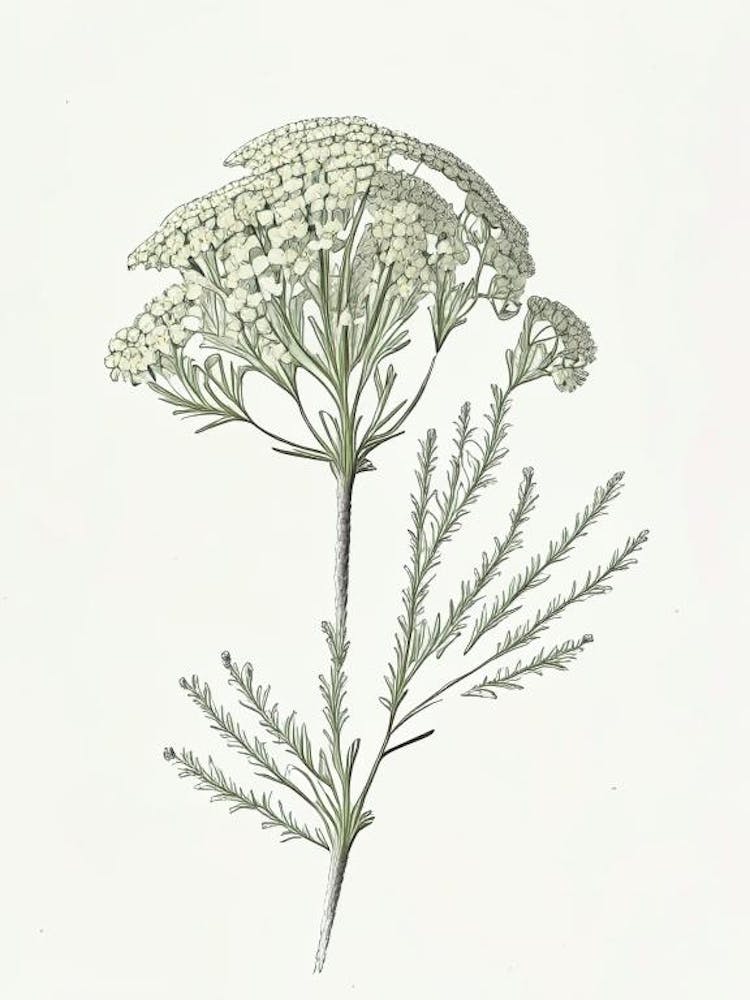 Yarrow Floral Quentin Blake Inspired Illustration 1 Flower