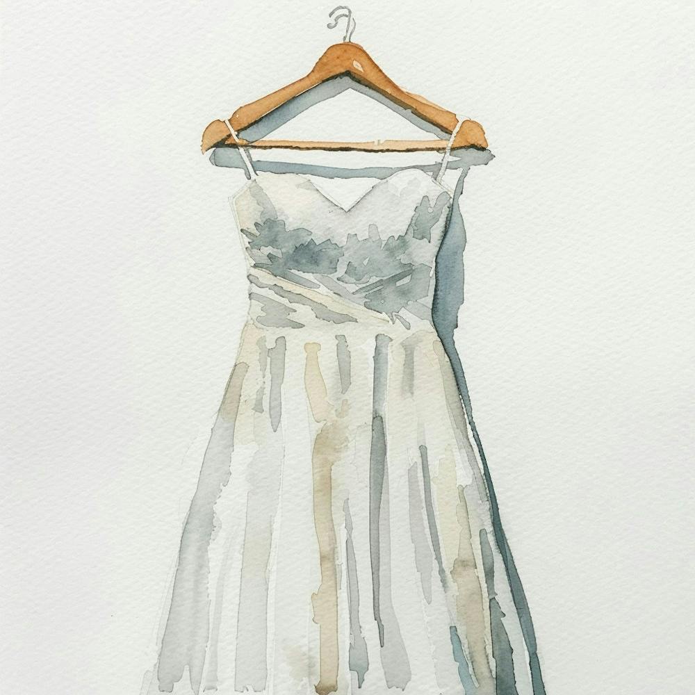 Watercolor Wedding Dress On Hanger 4