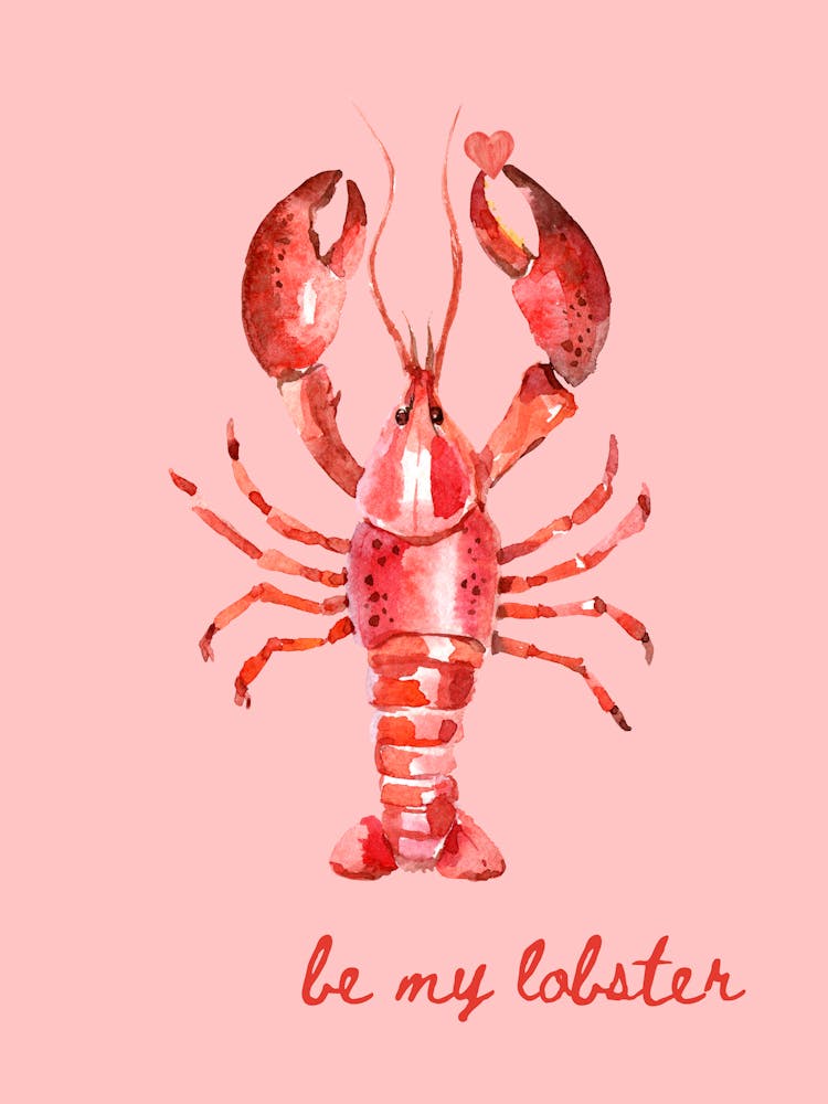 Be My Lobster Poster Rosa Schlafzimmer-Druck