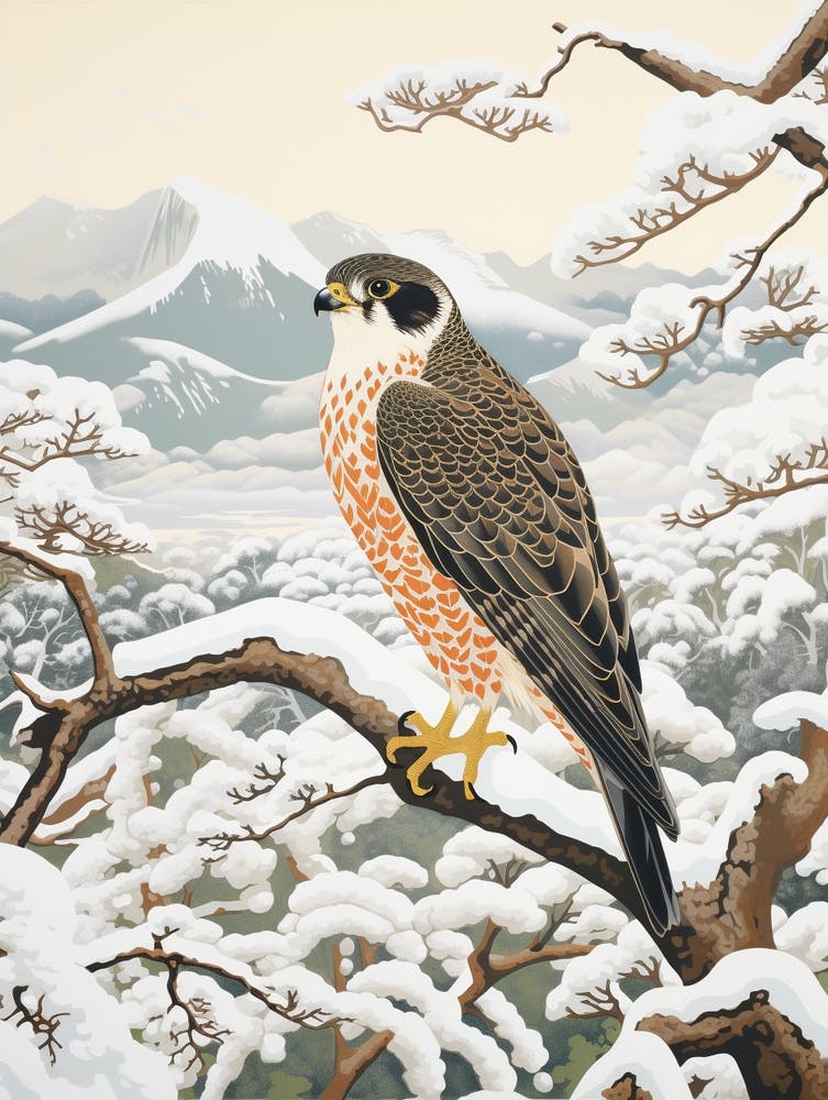 Winter Bird Painting Falcon 4