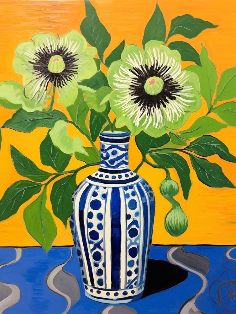 Flowers In A Vase Still Life Painting Passionflower 1