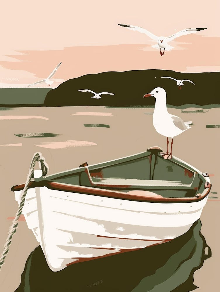 Seagulls On A Boat