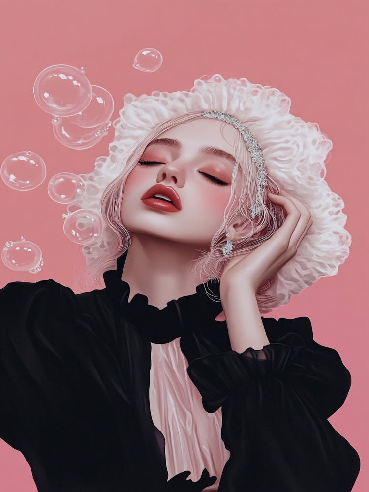 Blasen Pink Weißes Haar