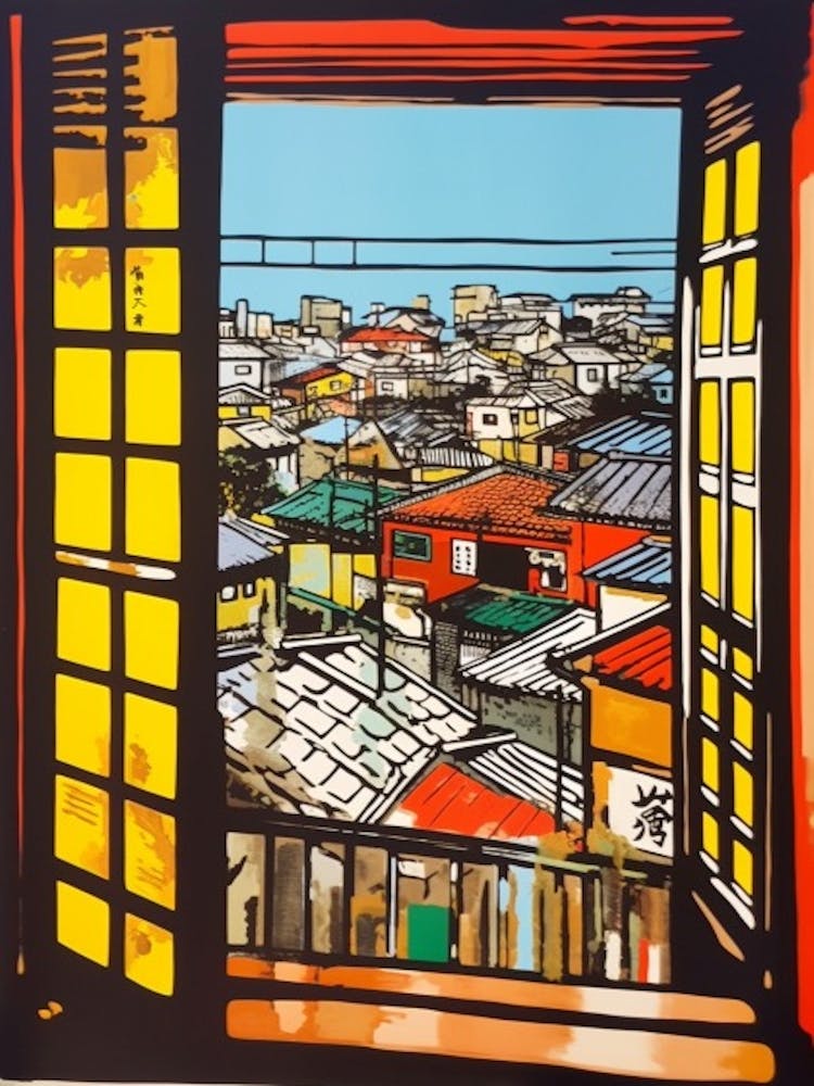 A Window View Of Tokyo In The Style Of Pop Art 2