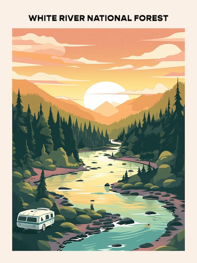 White River National Forest Midcentury Travel Poster