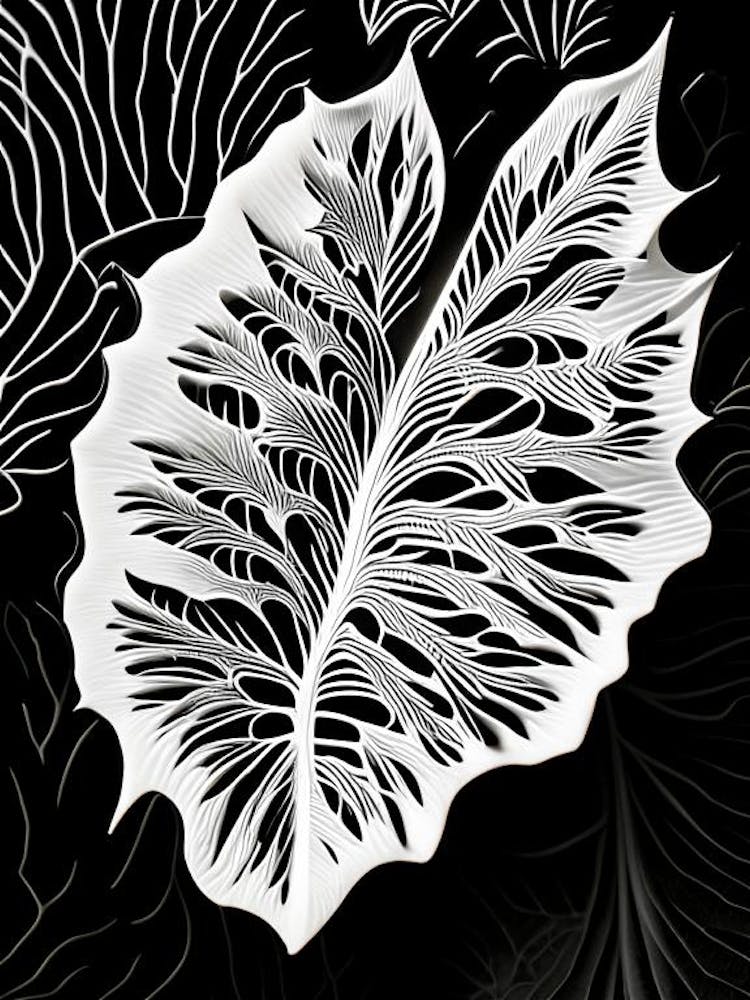 Marshmallow Leaf Linocut 2