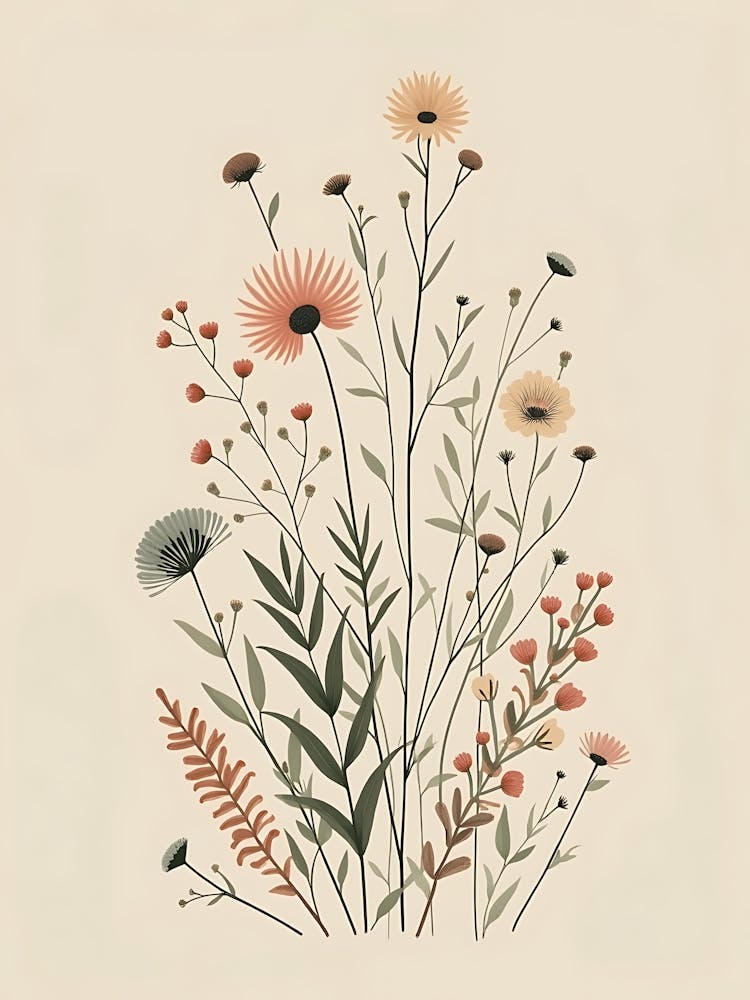 Modern Botanical Drift in Warm Cream