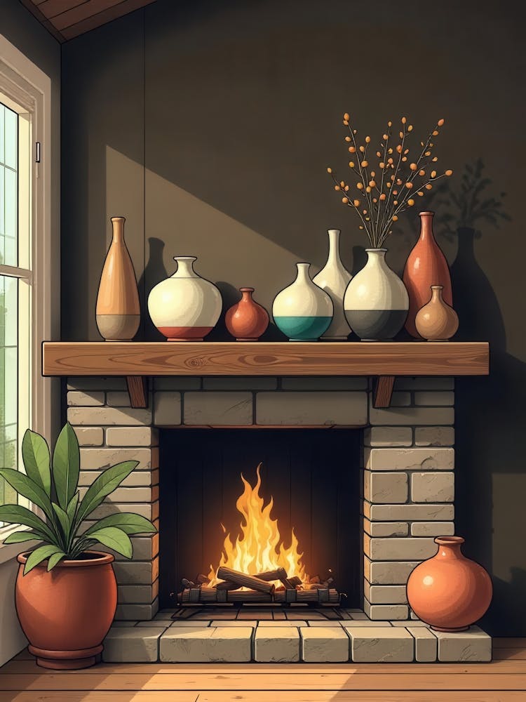 Kamin im Wohnzimmer