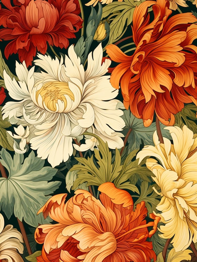 Peony Flower Seamless Pattern