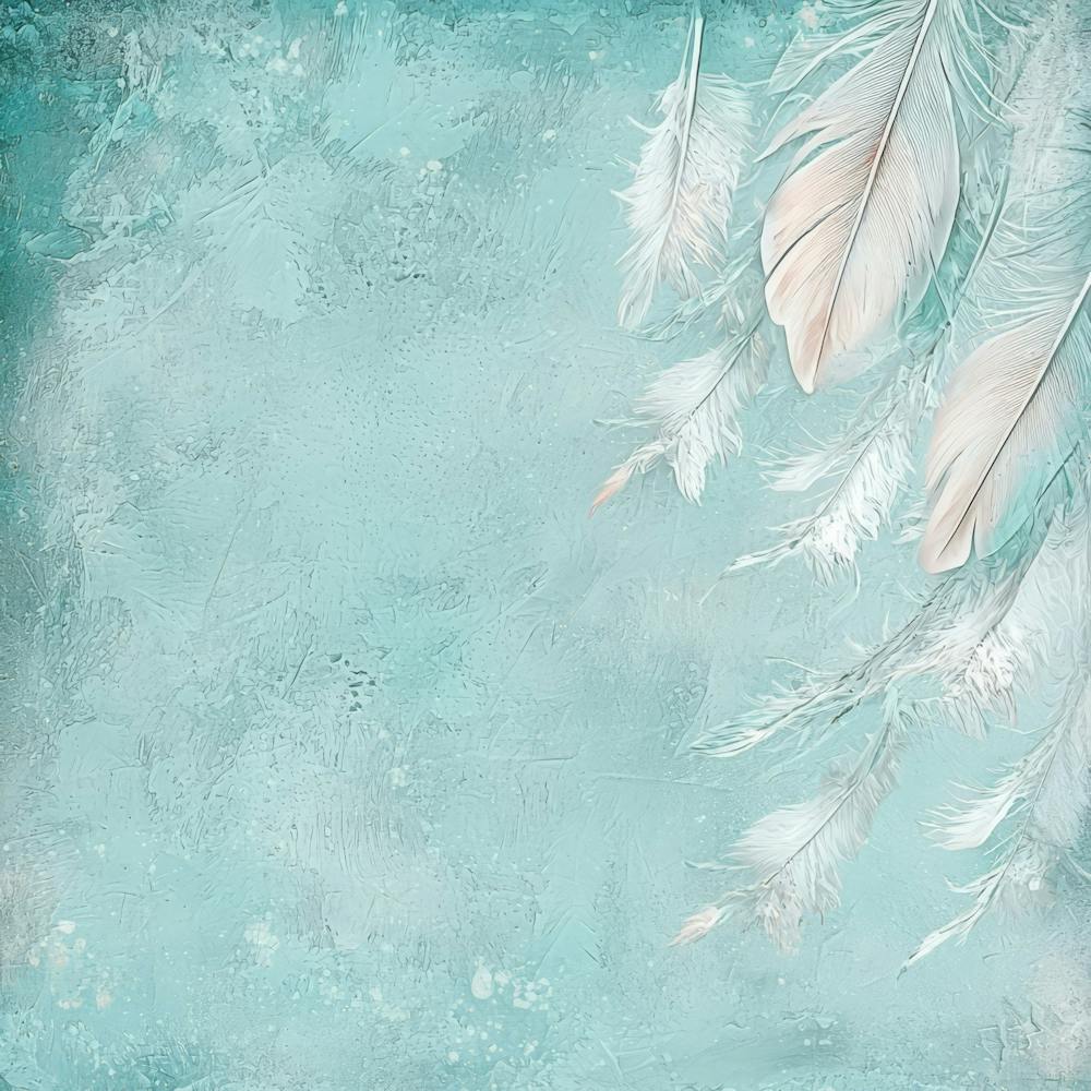 Feathers On A Turquoise Background.Generated AI. Wall