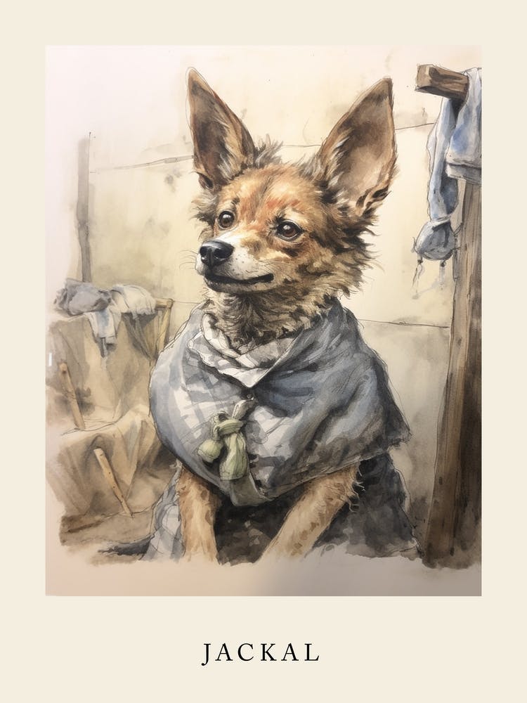 Beatrix Potter Inspired  Animal Watercolour Jackal 2
