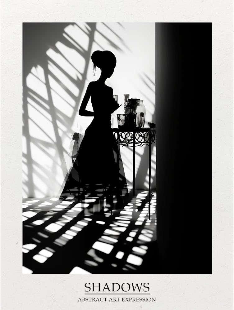 Shadows Abstract Black And White 3 Poster