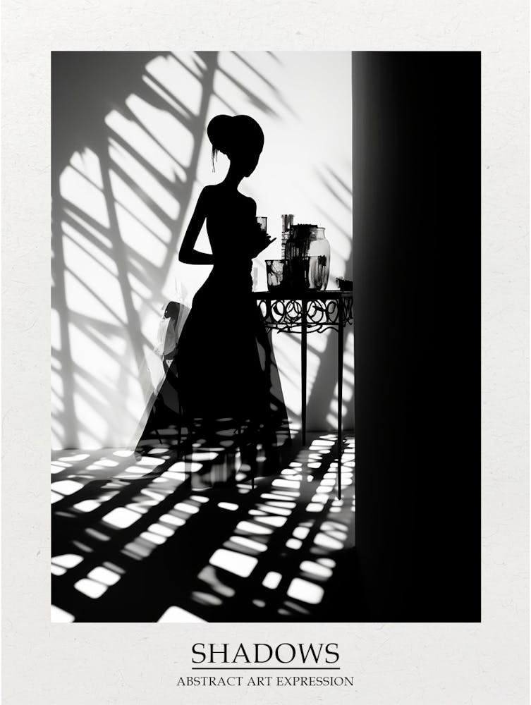 Shadows Abstract Black And White 3 Poster
