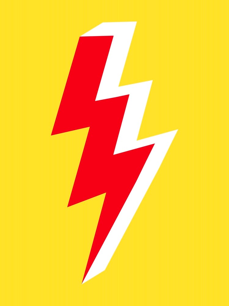 Triple Lightning Thunder Bolt in Red and Yellow