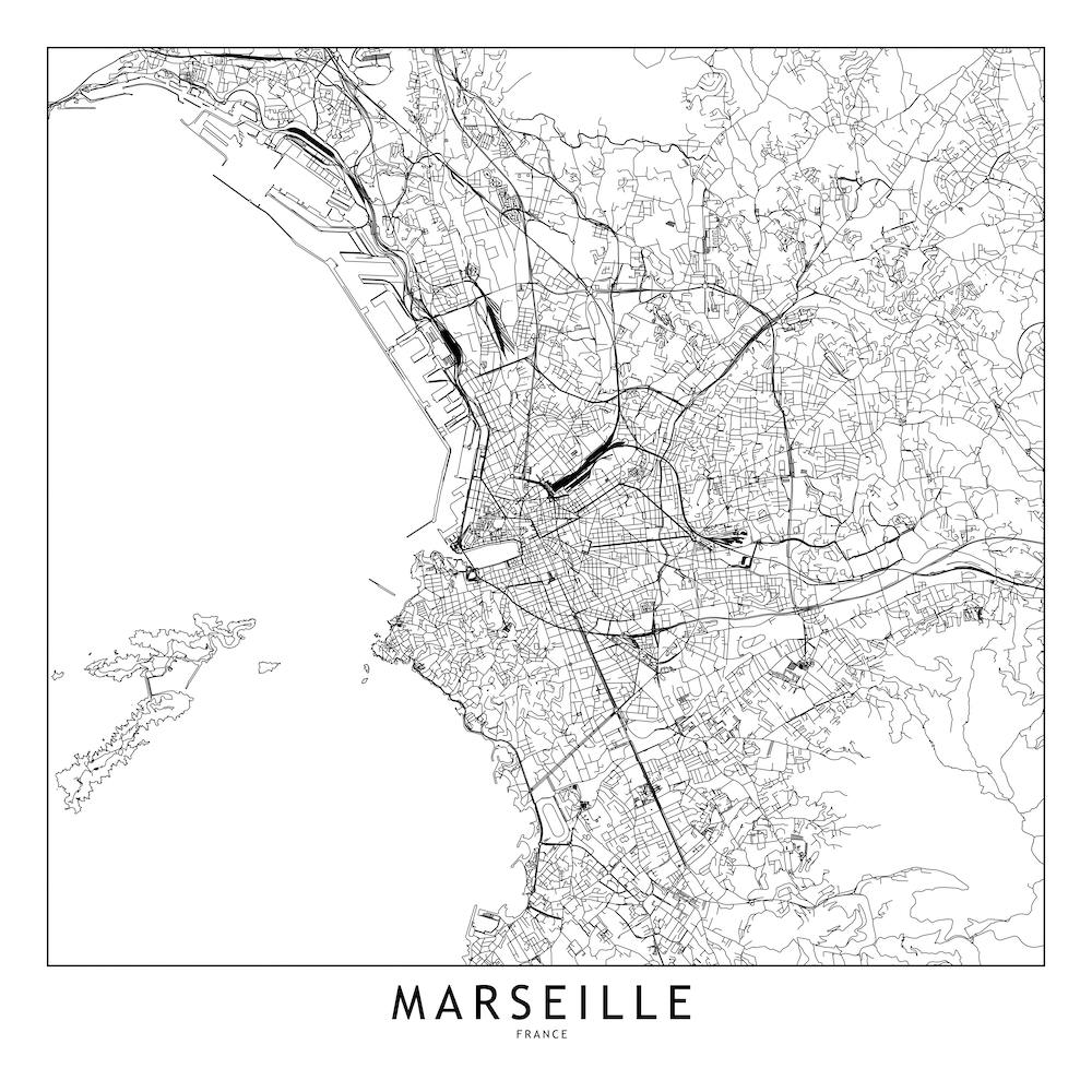 Marseille White Map Square
