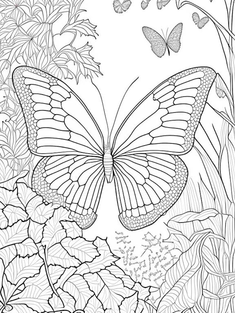 Butterfly In Garden William Morris Inspired 2