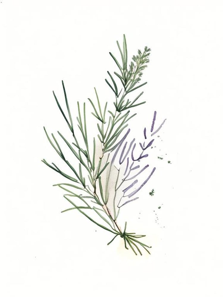 Rosemary Herb Minimalist Watercolour