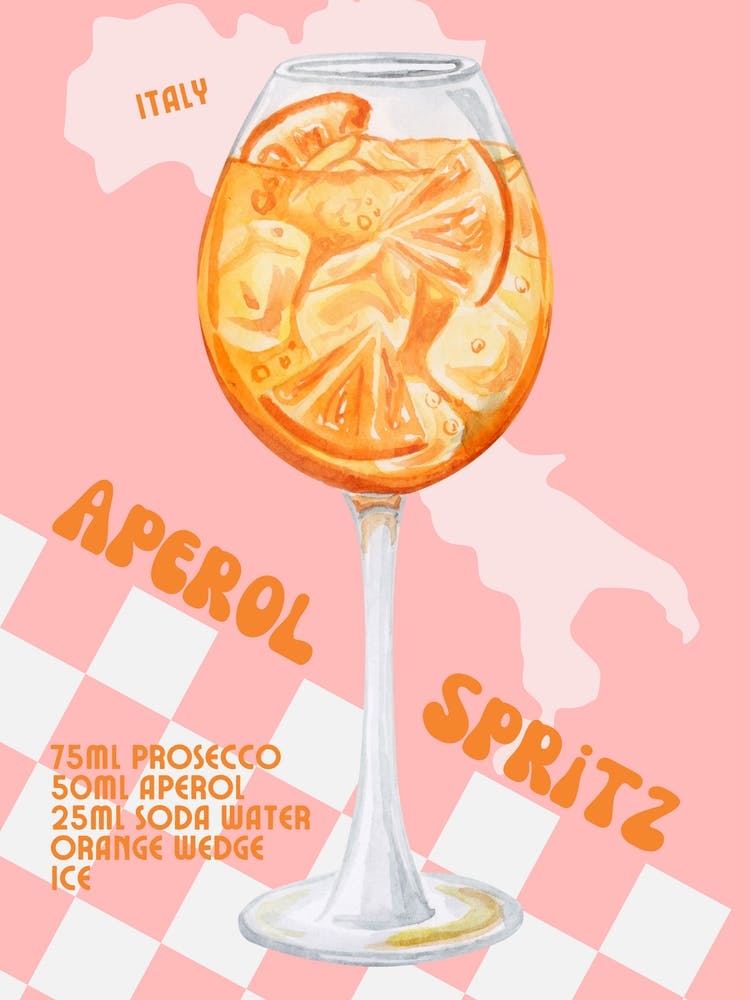 Colourful Retro Aperol Spritz Cocktail