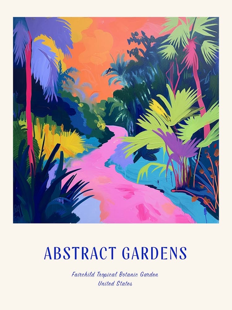 Colourful Gardens Fairchild Tropical Botanic Garden Usa 1 Blue Poster