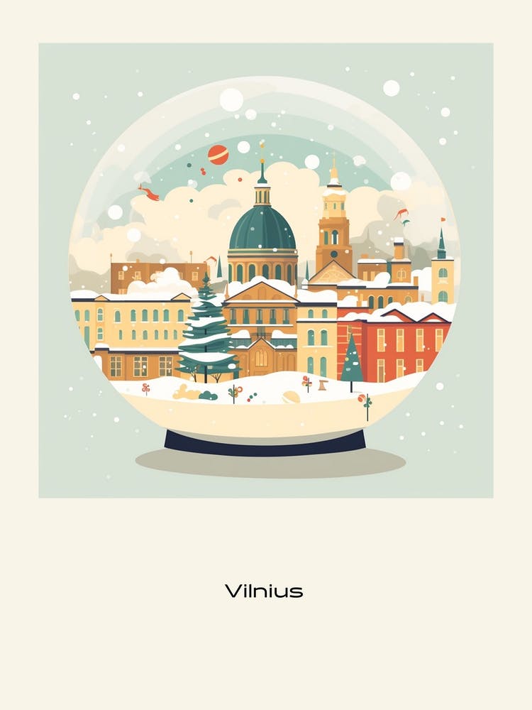 Vilnius Lithuania 3 Snowglobe Poster