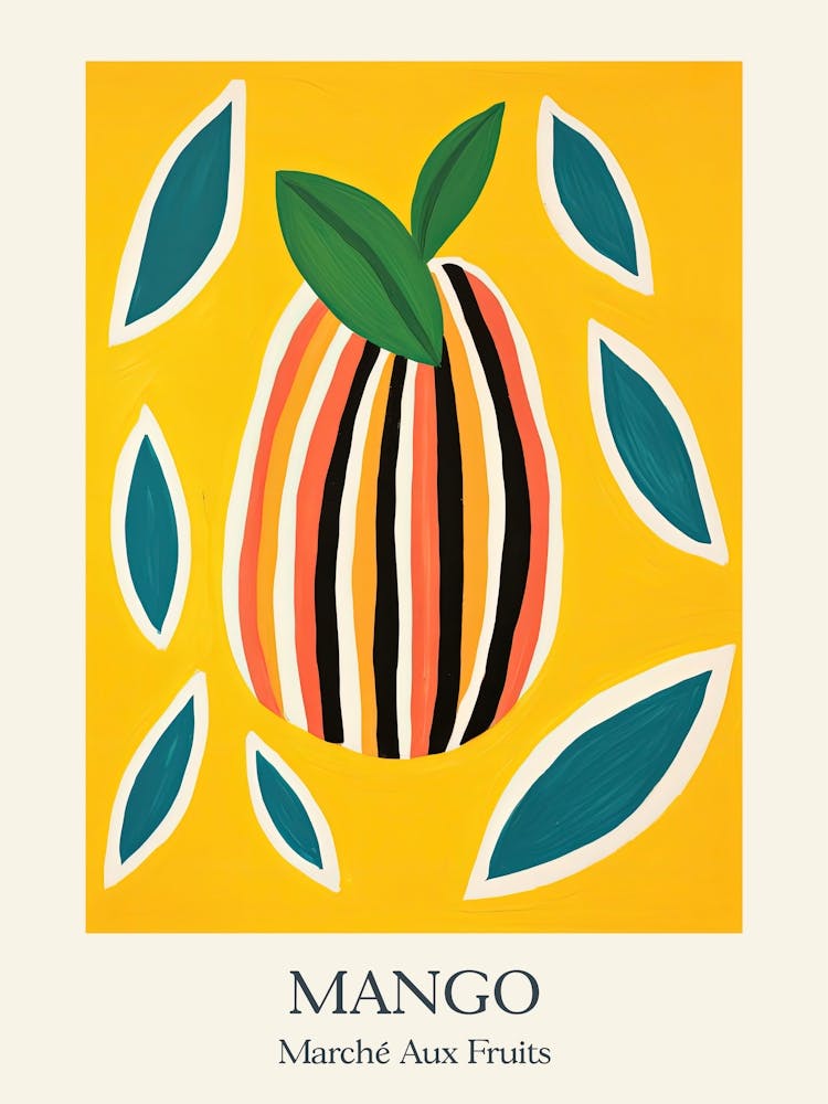 Marche Aux Fruits Mango Fruit Summer Illustration 1