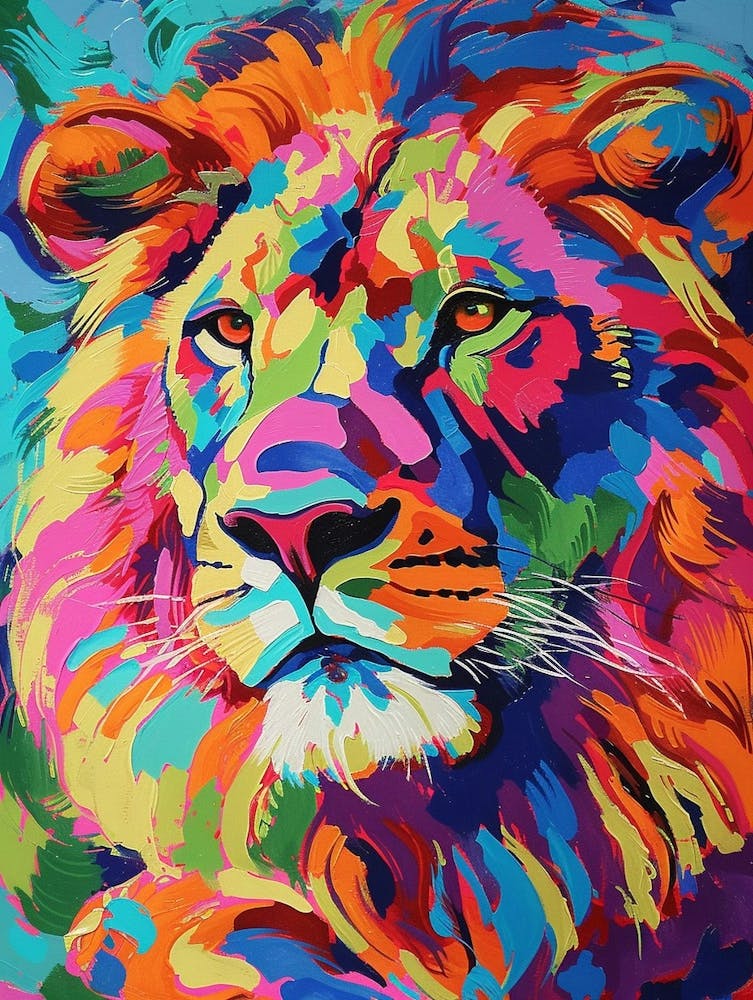 Asiatic Lion Symbolic Imagery Fauvist Painting 4
