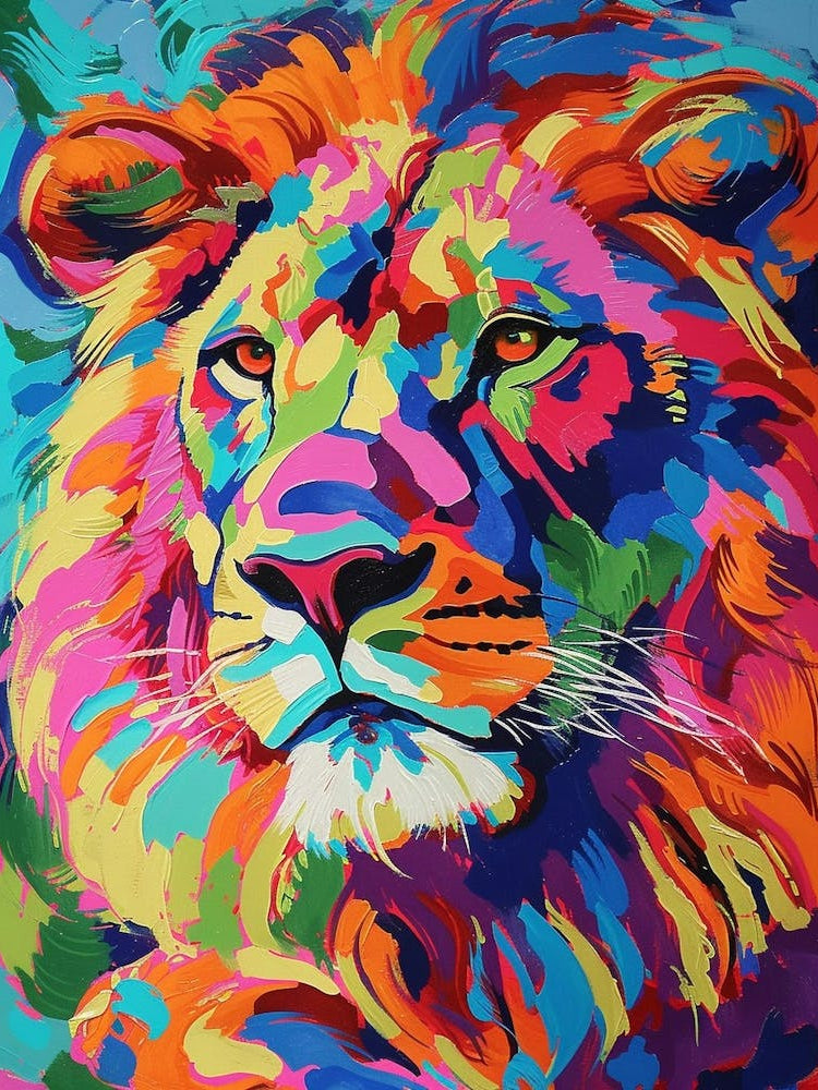 Asiatic Lion Symbolic Imagery Fauvist Painting 4