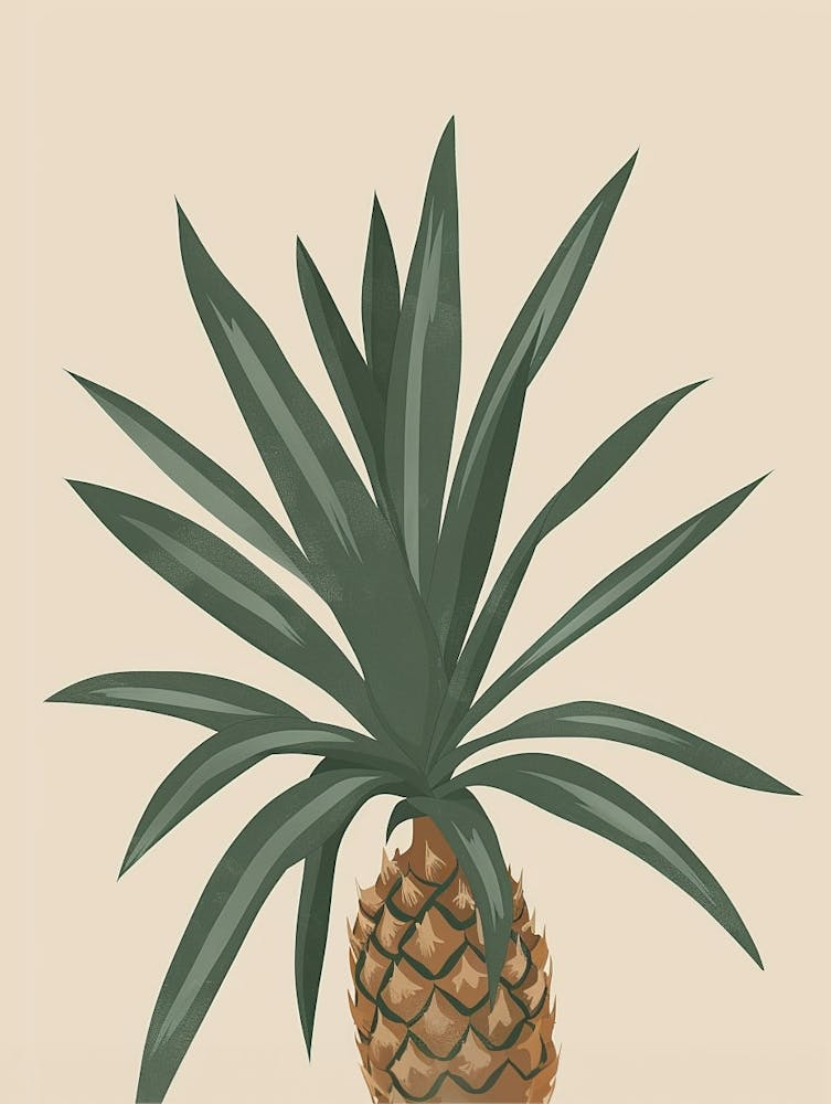 Pineapple Tree Minimal Japandi Illustration 3