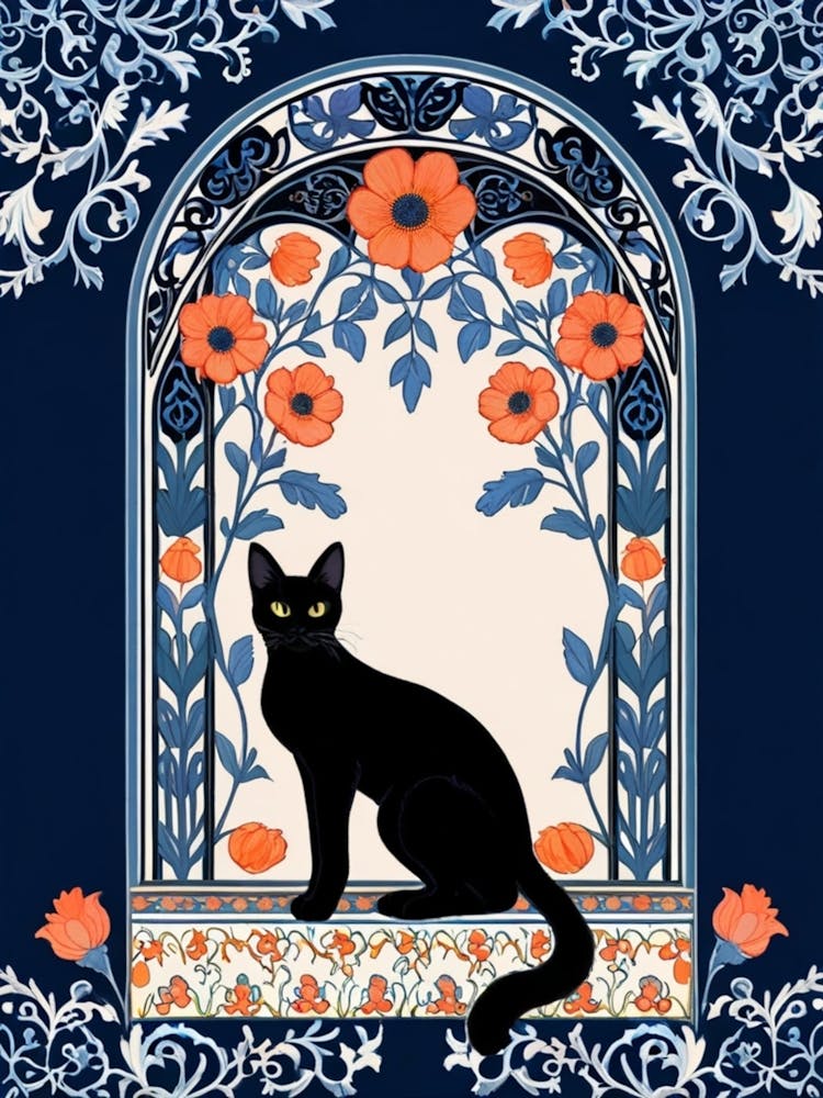 Black Cat In A Window