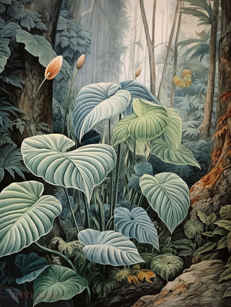 Vintage Jungle Botanical Illustration Alocasia 4