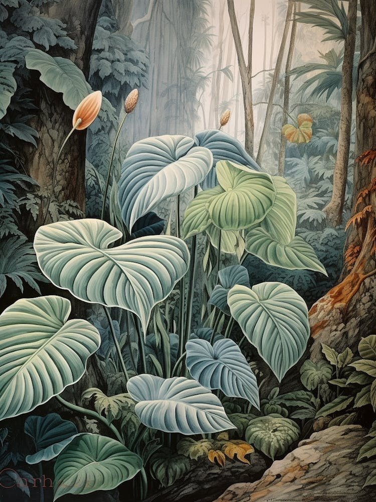Vintage Jungle Botanical Illustration Alocasia 4