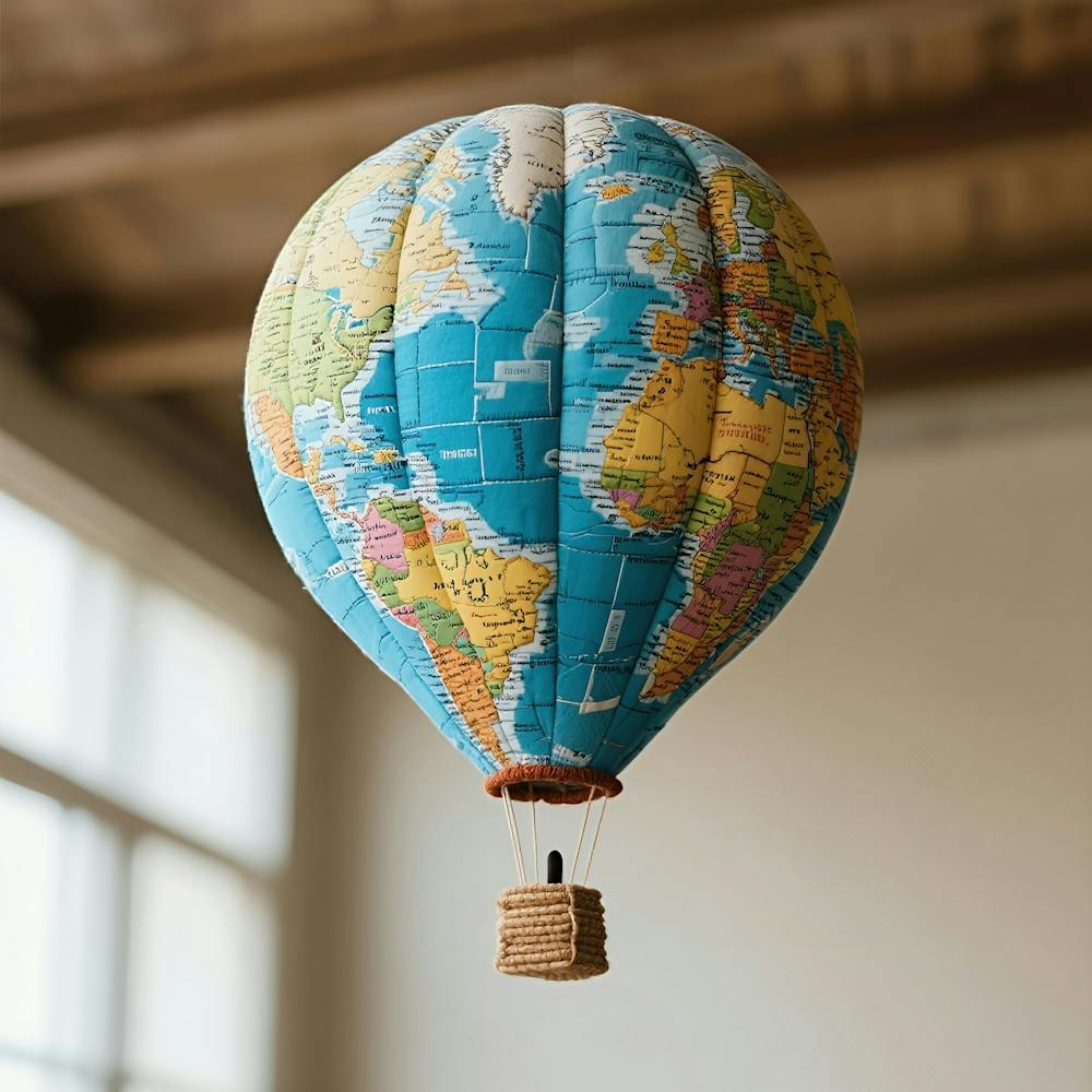 World Map Hot Air Balloon