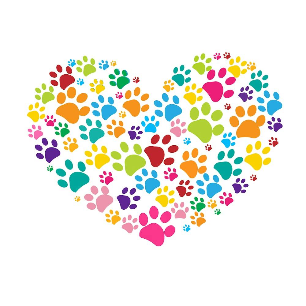 Dog Paw Print Made Of Colorful Heart Vector Illustration Kopyası