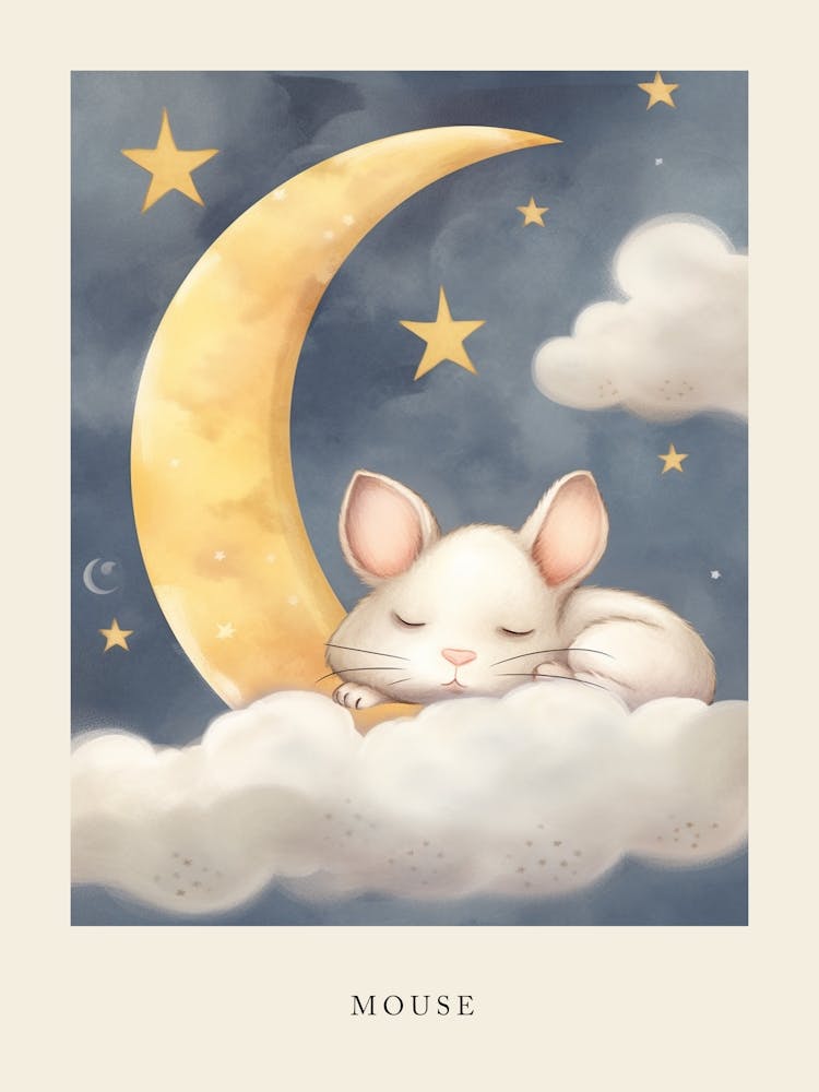 Sleeping Baby Mouse 2 Nursery Poster
