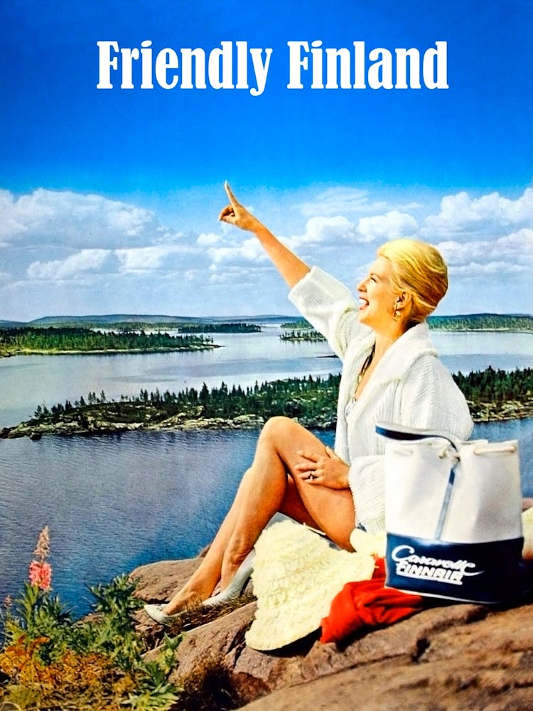 Friendly Finland, Happy Woman On The Coast, Travel Photo Poster