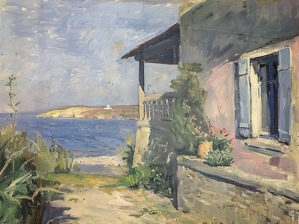 Cliffside Cadence Painting Inspired By Paul Cezanne