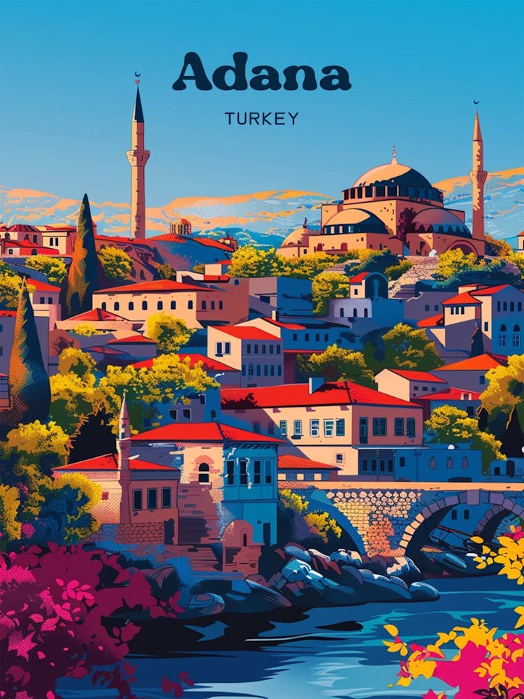 Adana Turkey Hillside Digital Travel Art