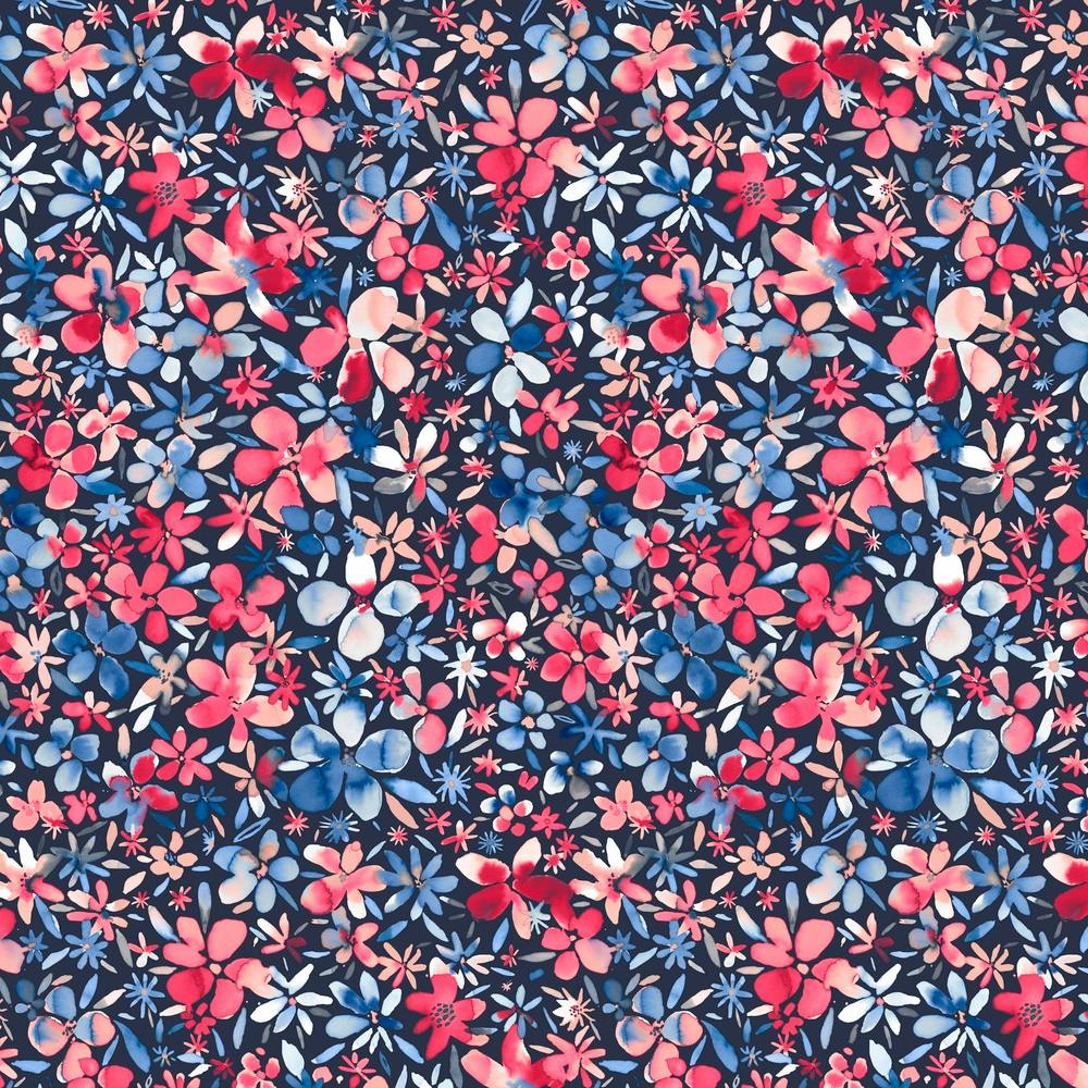 Colorful Little Flowers Marineblaues Quadrat